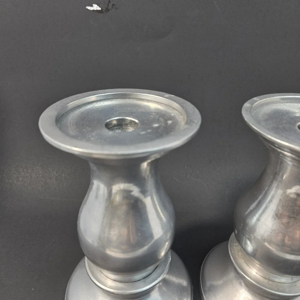 Vintage Silver Metal Candlestick Holders Set of 2 Baluster Pillar Taper India